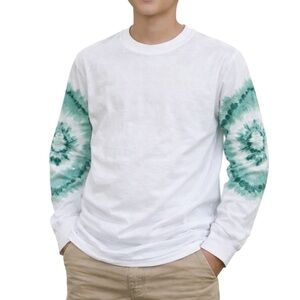 Art Class boy’s white teal tie dye cotton long sleeve tee size medium